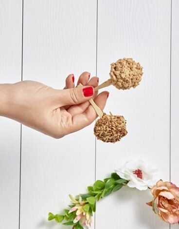 זוג כדורי שוקולד מצופים על מקל